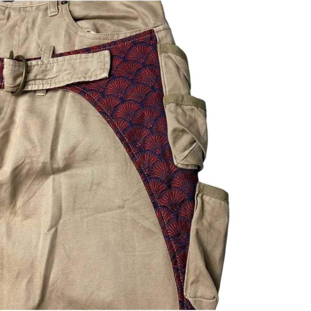 KMRii Japan 2000's Gemstone 3D Asymmetric 8 Pockets Cargo Pants, Tan, 31US - Picture 5 of 13